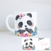 Beker panda met bloemen