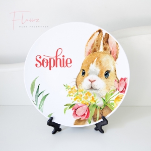 Konijn wit / bruin met bloemen tussen de poten FLAIIRZ
