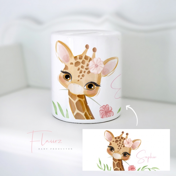 FLAIIRZ Giraf met bloemen spaarpot