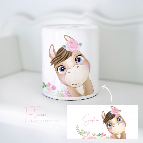 FLAIIRZ Paard met bloemen spaarpot